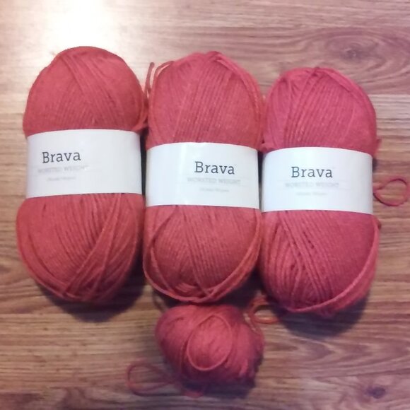 Yarn Brava 3 Skeins and One 2" Ball Color Is Coral - Picture 1 of 1
